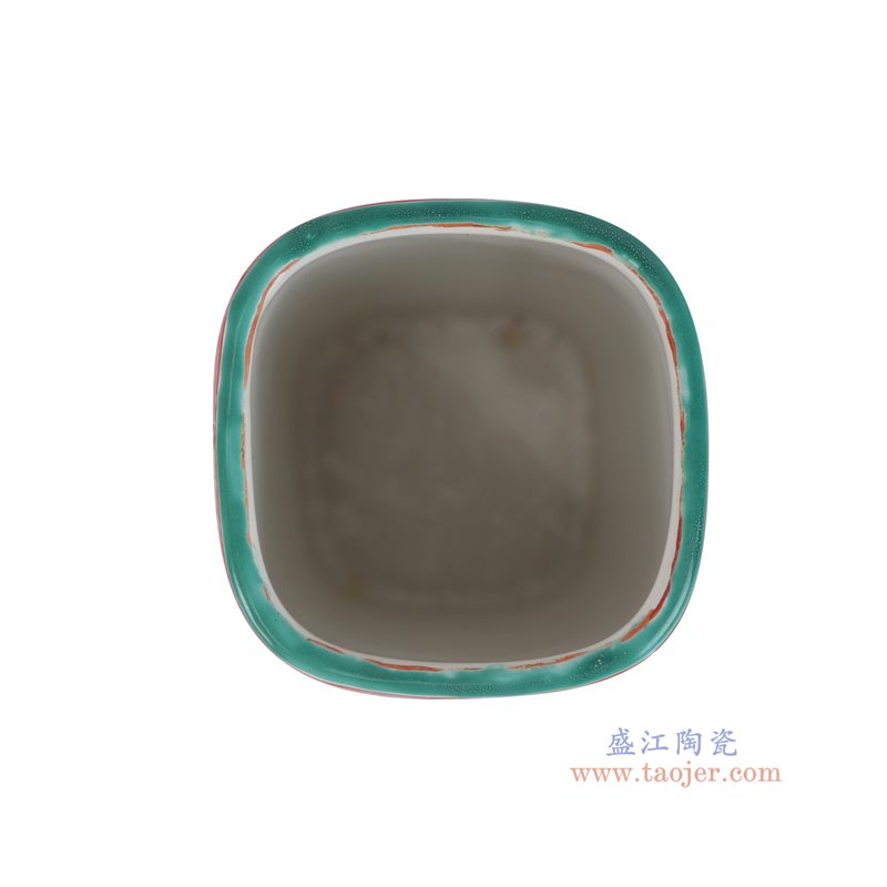 RZFA80-E  绿底开窗凤凰牡丹纹洗漱杯 