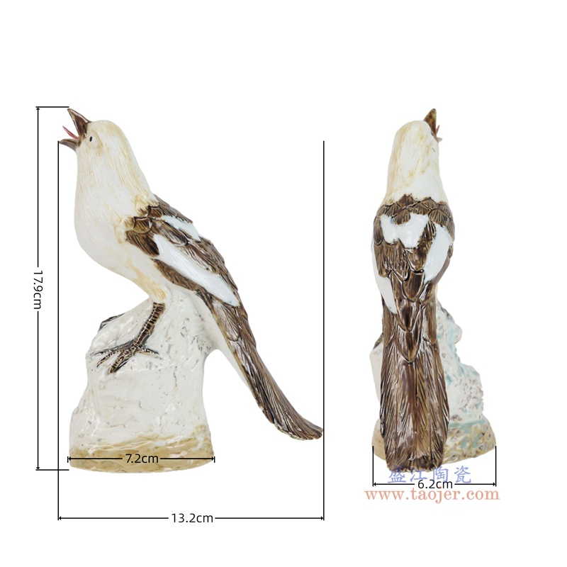  RZSM03-A  窑变白鸦小鸟雕塑       