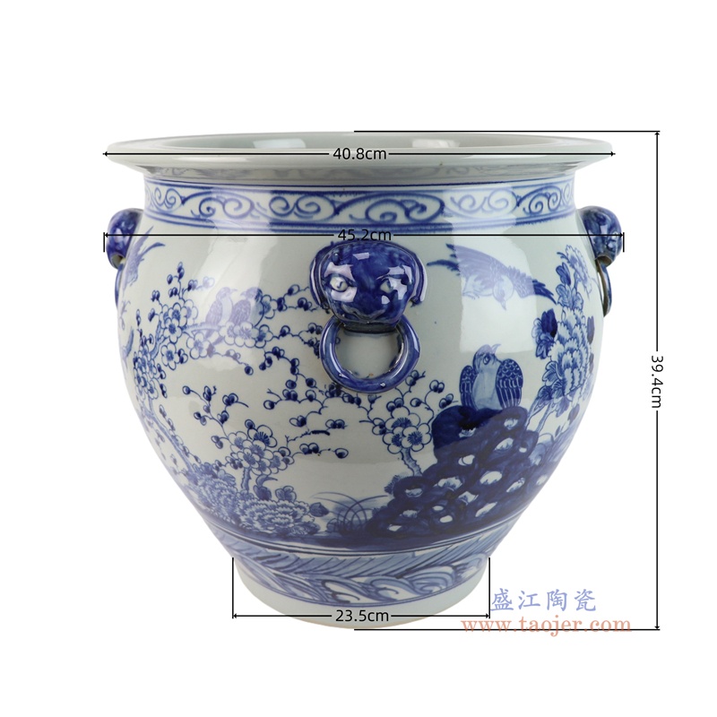 RZSC70-A-S    青花八仙人物狮耳大缸   