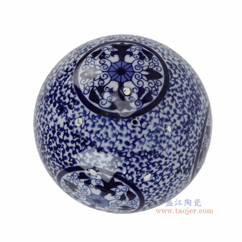 RZTO98-B 青花花卉圆球漂浮球 