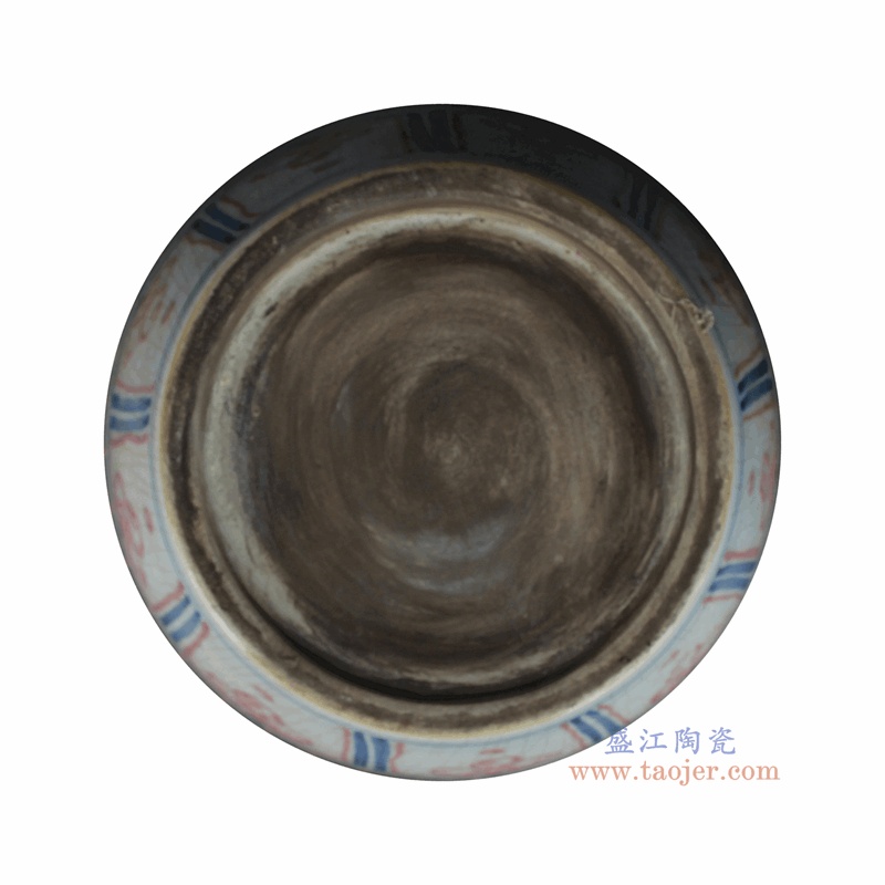 RZTL27-A 青花釉里红花卉纹罐 