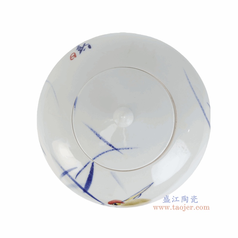 RZTE08-E 青花斗彩仙鹤纹西瓜罐 