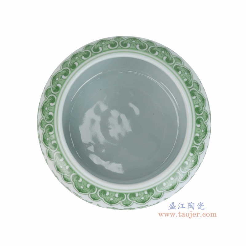 RZNV52-C-S  绿色缠枝莲笔洗水浅缸