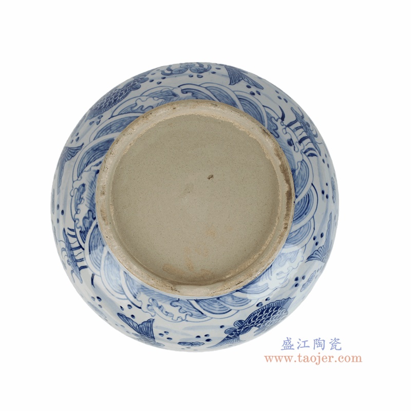 RZKY56-A 青花鱼藻纹缸水浅笔洗