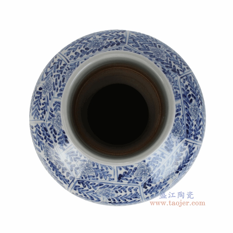 RZKY55-A 青花花叶纹天球瓶