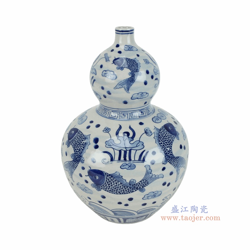 RZKY54-A 青花鱼藻纹葫芦瓶