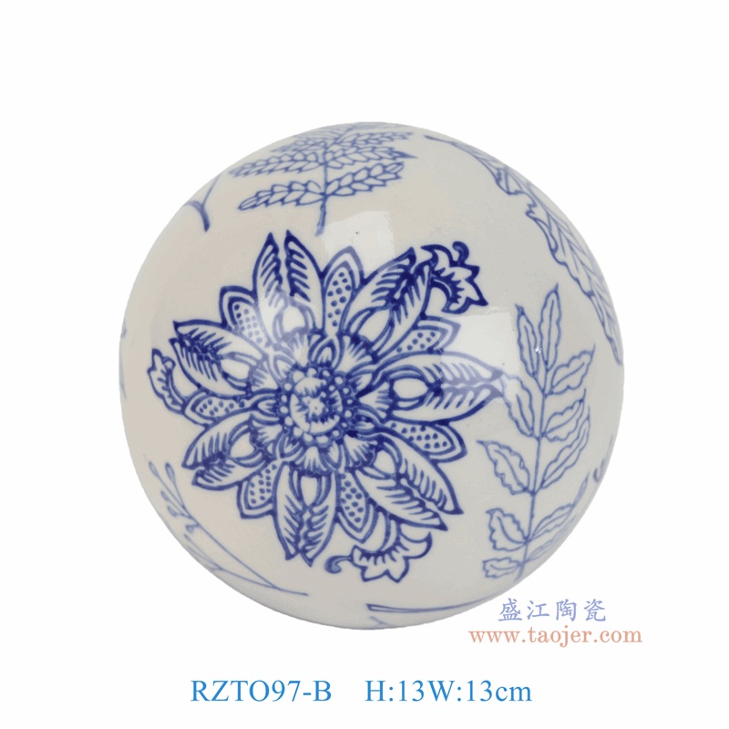RZTO97-B  青花花叶纹圆球漂浮球 