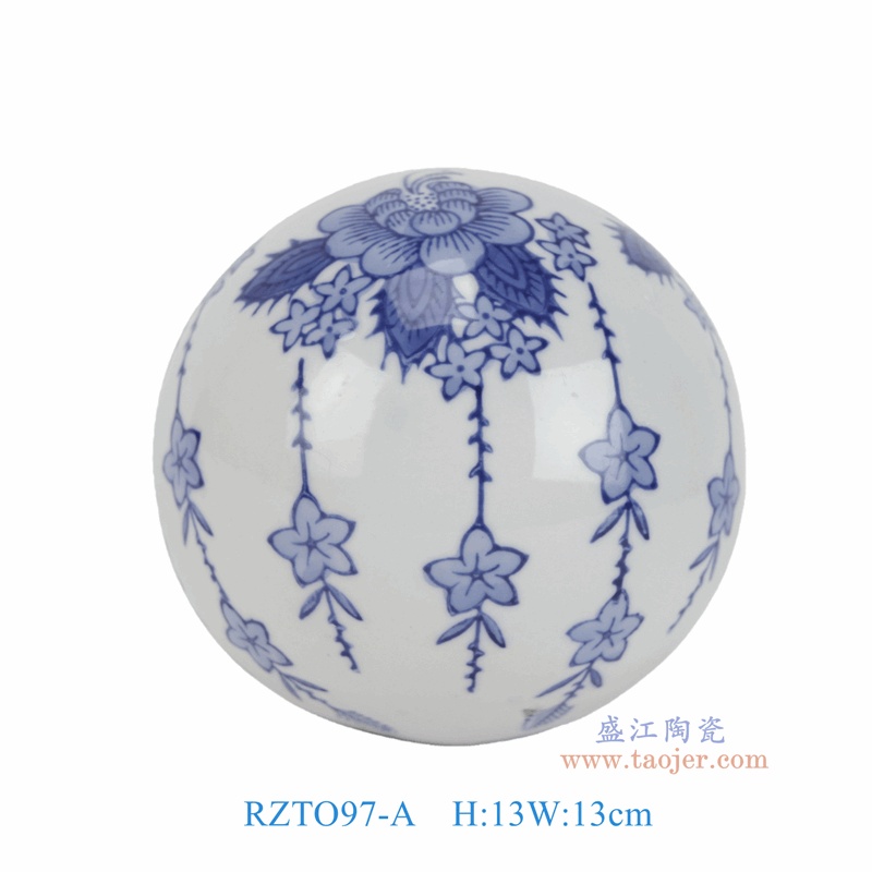 RZTO97-A   青花花卉圆球漂浮球   