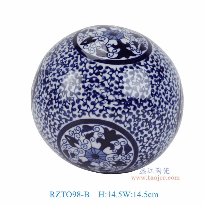 RZTO98-B 青花花卉圆球漂浮球 