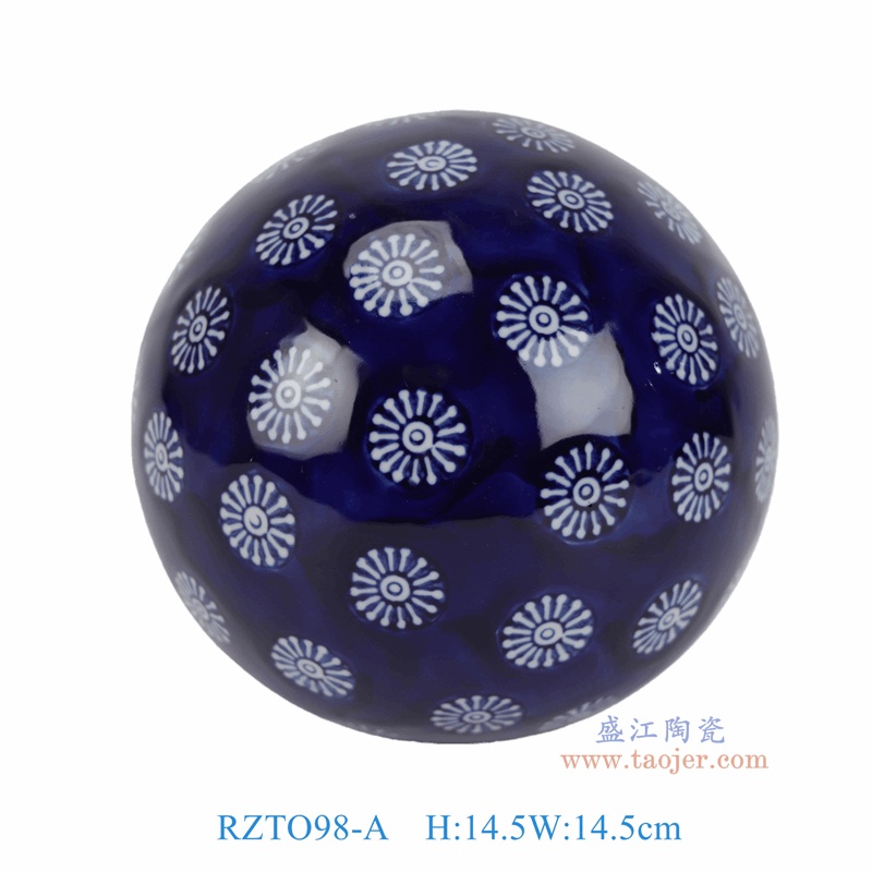 RZTO98-A 青花花卉圆球漂浮球 