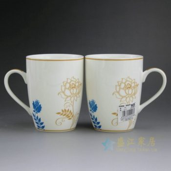 CBAG01-B 9173新骨瓷金边花卉图茶杯 品茗杯 咖啡杯 尺寸：口径 8.2厘米 高 10.6厘米 容量 350毫升