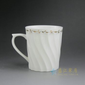 CBAG01-G 9211新骨瓷金边花卉波浪纹茶杯 品茗杯 尺寸：口径 8.5厘米 高 9.6厘米 容量 300毫升