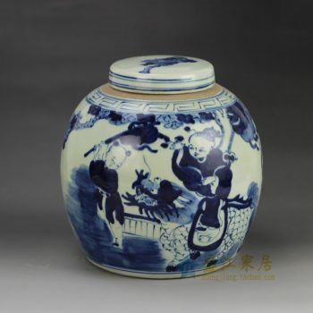 RZGC01-B 手绘人物青花瓷器坛 储物罐