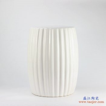RYIR114-B    景德镇  条纹乳白色  凉墩  陶瓷凳子 浴室凳子