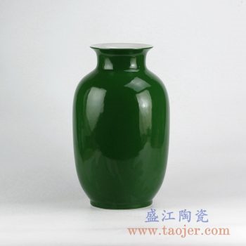 RYNQ20-D_颜色釉翠绿冬瓜瓶花瓶花插陶瓷罐摆件品
