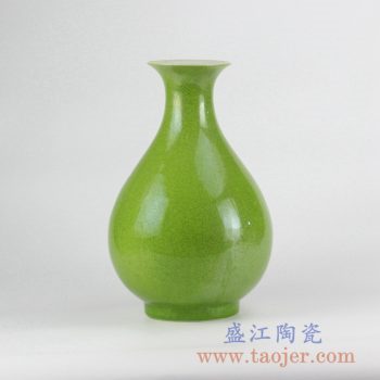 RYNQ208_颜色釉翠绿玉壶春瓶花瓶花插陶瓷器摆件品
