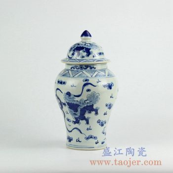 RZKY10-A   景德镇手绘青花龙纹将军罐盖罐陶瓷花瓶艺术摆件品