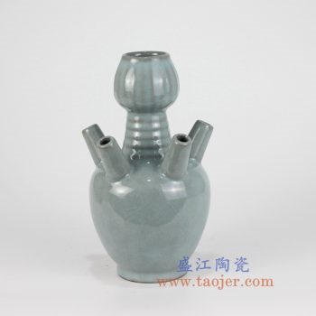RZMQ02 景德镇陶瓷 仿古 哥窑开片 五孔瓶 花插花瓶