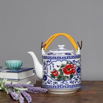 RZPG02-f  景德镇陶瓷 茶壶家用大容量凉茶壶青花玲珑瓷过滤水壶