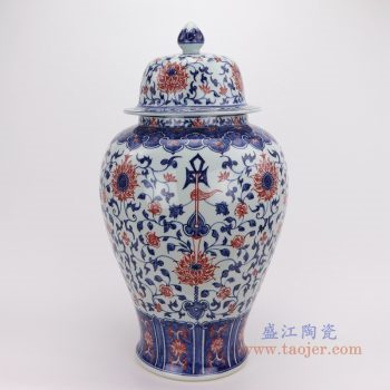 RYVK17 景德镇陶瓷 陶瓷花瓶青花釉里红瓷器摆件手绘将军罐