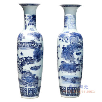 RZRi05-A手绘中国风青花清明上河图大花瓶