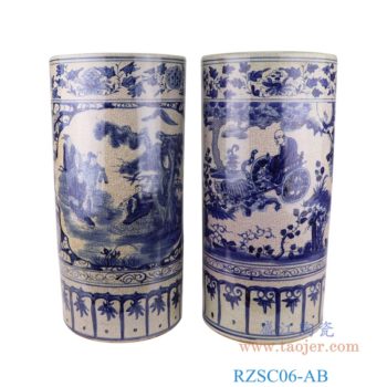 RZSC06-A/B 中国风手绘青花人物图陶瓷伞筒