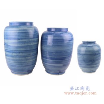 RZPI61  简约手工蓝纹颜色釉现代陶瓷花瓶罐