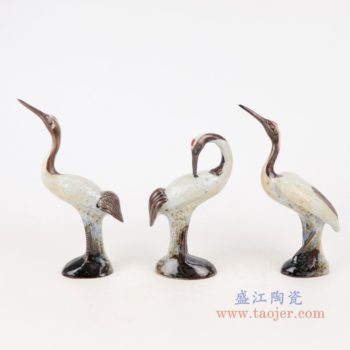 RZSM01-A 颜色釉窑变釉雕刻雕塑单羽仙鹤