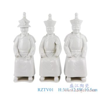 RZTV01   纯白坐姿清三代雕塑三件套    高：31直径：12.5口径：底径：重量：1.05KG