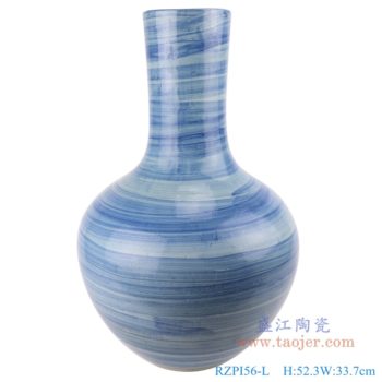 RZPI56-L   青花条纹天球瓶大号；   高：52.3直径：33.7口径：12.5底径：16.7重量：8.7KG