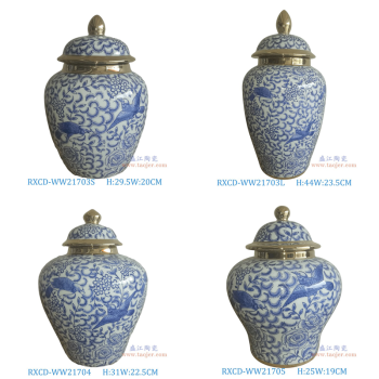 RXCD-WW21703S青花描金花鸟纹将军罐小号 RXCD-WW21703L青花描金花鸟纹将军罐大号 RXCD-WW21704青花描金花鸟纹将军罐 RXCD-WW21704青花描金花鸟纹将军罐 RXCD-WW21705青花描金花鸟纹将军罐