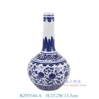 RZNV44-A 青花缠枝莲胆瓶 高23.2直径13.3底径6.8重量0.65KG