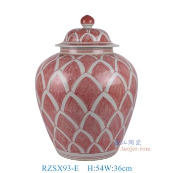 RZSX93-E 仿古脚踩泥釉里红海水纹将军罐 高54直径36底径21.5重量6.8KG