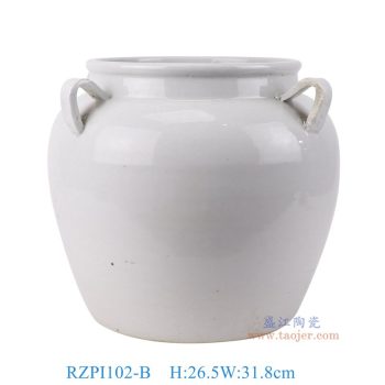 RZPI102-B 白色四耳大罐 高26.5直径31.8底径21.4重量6KG