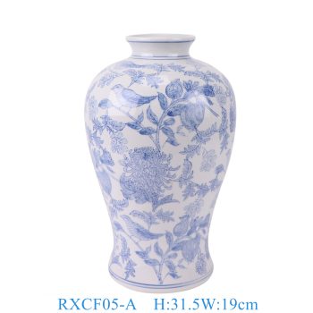 RXCF05-A 青花花鸟梅瓶 高31.5直径19底径14重量1.85KG