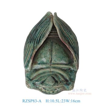 RZSP83-A景德镇陶瓷颜色釉	窑变绿色蝉知了雕塑