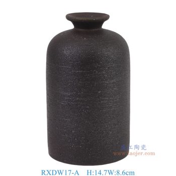 RXDW17-A 黑色粗陶收口花瓶