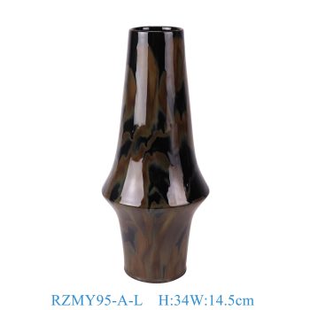RZMY95-A-L 窑变黑底流金异形花瓶花器大号
