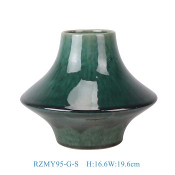 RZMY95-G-S 窑变绿色异形花瓶花器小号