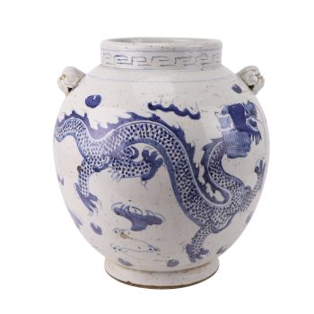 RZEY23-E 青花龙纹双耳狮头罐