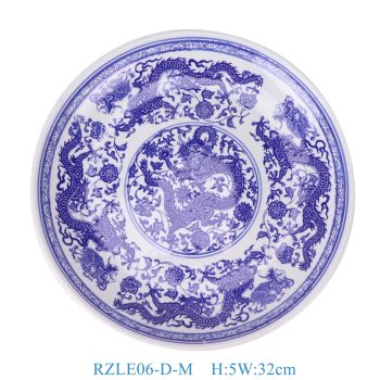 RZLE06-D-M 青花龙纹盘12英寸盘中号