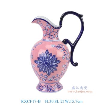 RXCF17-B 青花粉底勾莲花12寸奶壶