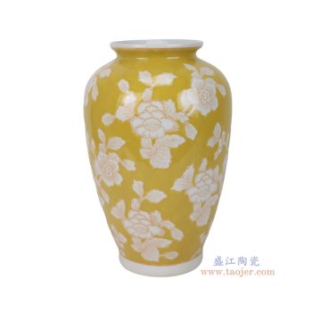 RXCD42-A黄底白花叶纹冬瓜瓶