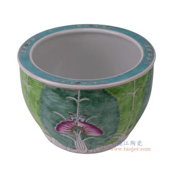 RYZG61-A 粉彩绿色白菜蝴蝶纹缸