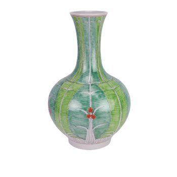 RYZG56-A 粉彩绿色白菜纹赏瓶