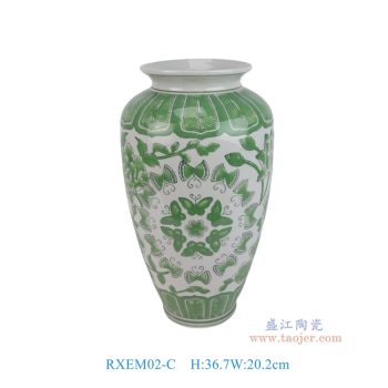 RXEM02-C  绿色勾莲蝴蝶纹萝卜瓶