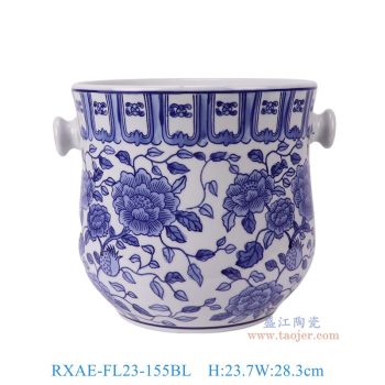 RXAE-FL23-155BL   青花牡丹花篮果篮啤酒篮