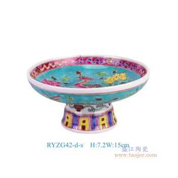 RYZG42-d-s_RYZG42-C-S粉彩凤凰牡丹绿色白菜纹高脚果盘