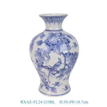 RXAE-FL24-219B 青花花鸟莲子瓶