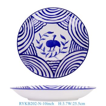 RYKB202-N-10INCH   10英寸青花线圈花鸟圆盘
